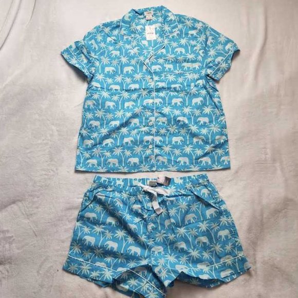 New women'sL 2X J Crew Factory elephants pajama set top & shorts